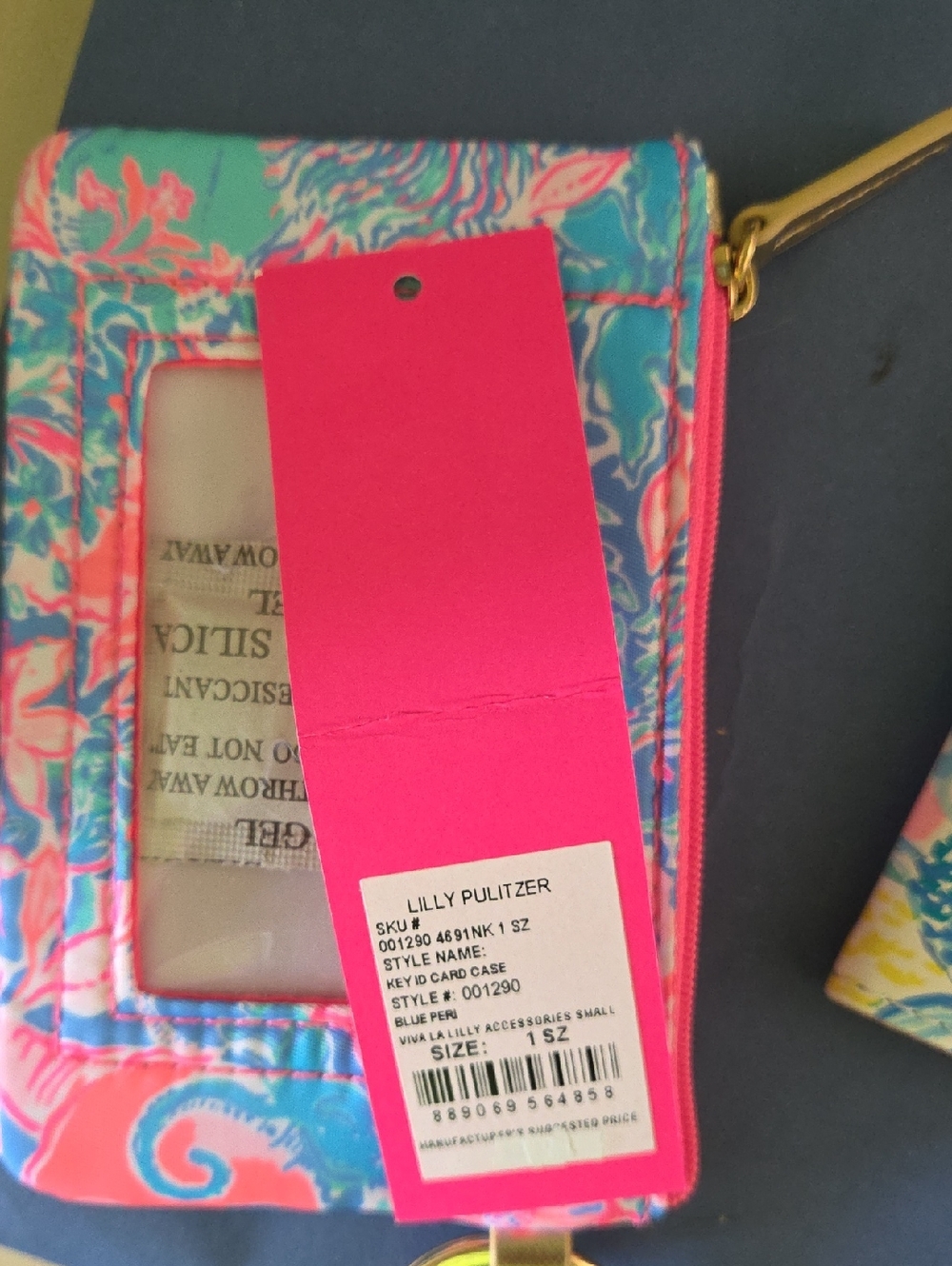 Lilly Pulitzer Pink Aqua Floral Passport Holder & Key Chain ID Set - Picture 4 of 4